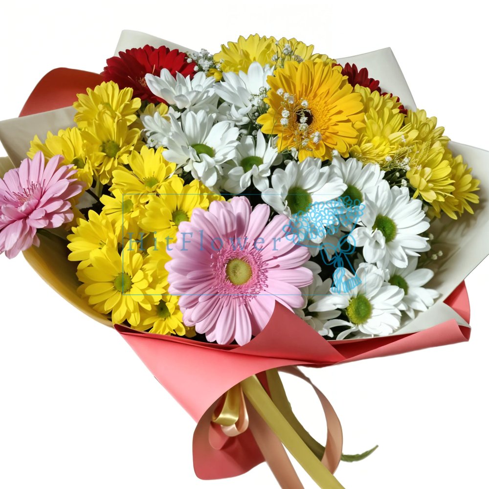 Букет цветов Арома Букет цветов из: Хризантемы и Герберы